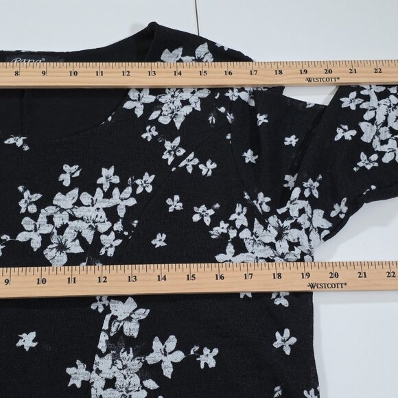 Papa Vancouver Tunic Womens L Black Floral Layered 3/4 Sheer Sleeves Lagenlook - Picture 5 of 16